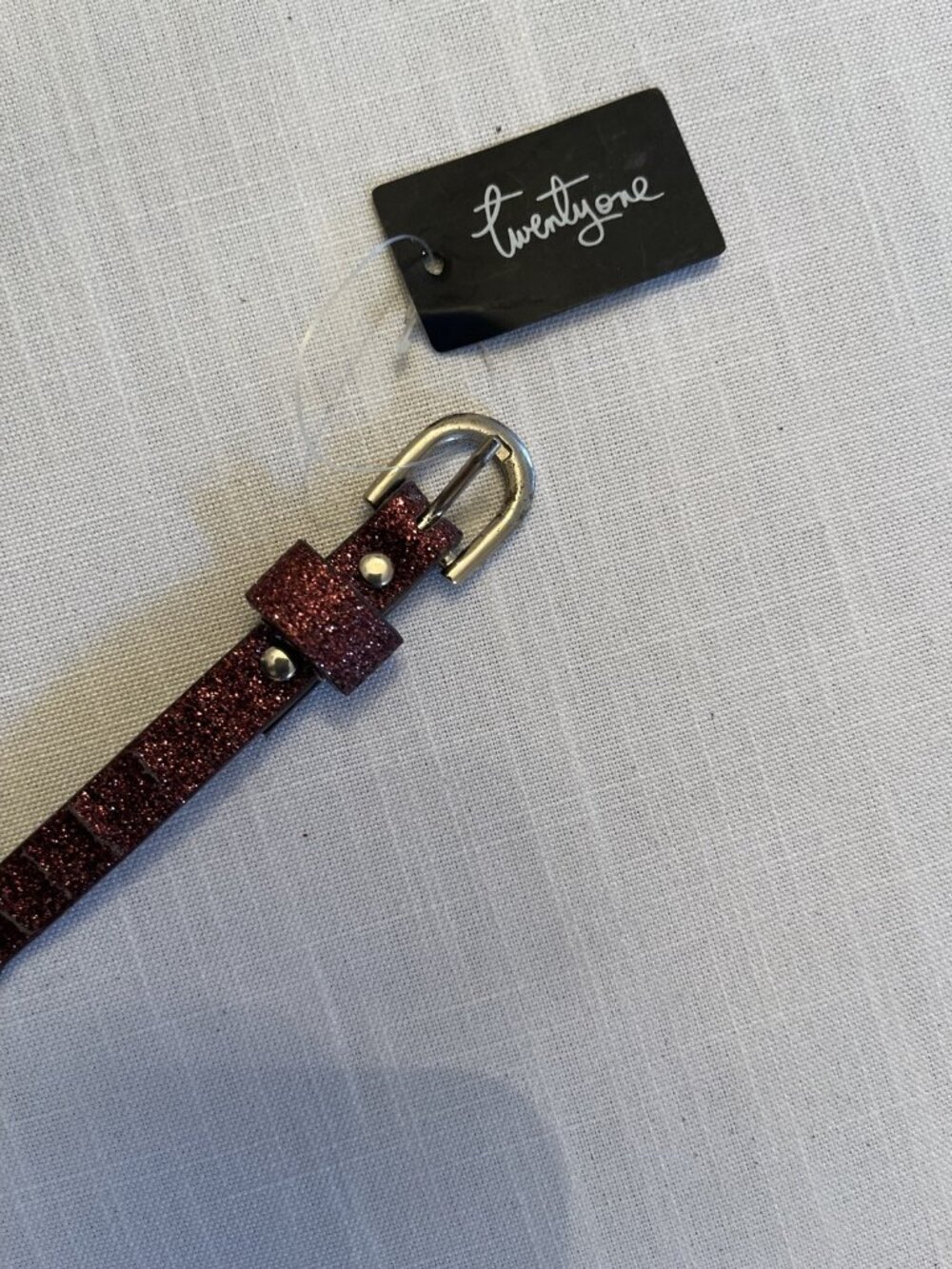 Twentyone Rose Glitter Skinny Belt S/M New With Tags